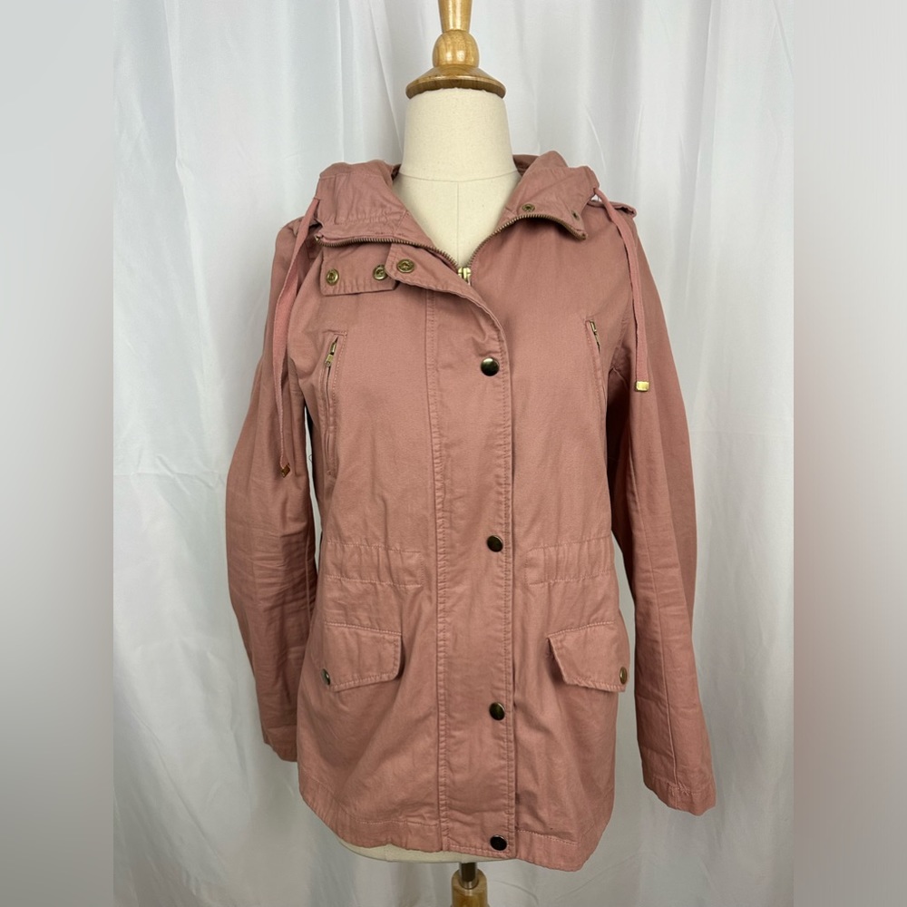Love Tree Dusty Pink Hooded Cargo Jacket Sz S